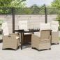 Preview: 5-teiliges Garten-Dining-Set mit Kissen Beige Poly-Rattan