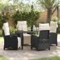 Preview: ARDEBO.de - 5-teiliges Garten-Esszimmer-Set Schwarzes Poly-Rattan
