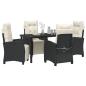Preview: 5-teiliges Garten-Esszimmer-Set Schwarzes Poly-Rattan