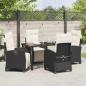 Preview: 5-teiliges Garten-Esszimmer-Set Schwarzes Poly-Rattan