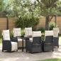 Preview: ARDEBO.de - 7-teiliges Garten-Dining-Set Schwarz Poly Rattan