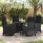 Preview: ARDEBO.de - 5-teiliges Garten-Esszimmer-Set Schwarz Poly Rattan