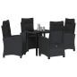 Preview: 5-teiliges Garten-Esszimmer-Set Schwarz Poly Rattan