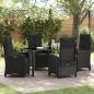 Preview: ARDEBO.de - 5-teiliges Garten-Dining-Set Schwarz Poly-Rattan