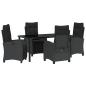 Preview: 5-teiliges Garten-Dining-Set Schwarz Poly-Rattan