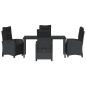 Preview: 5-teiliges Garten-Dining-Set Schwarz Poly-Rattan