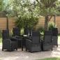 Preview: ARDEBO.de - 7-teiliges Garten-Esszimmer-Set in schwarzem Poly-Rattan