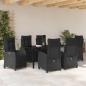 Preview: 7-teiliges Garten-Esszimmer-Set in schwarzem Poly-Rattan