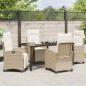 Preview: 5-teiliges Garten-Essset in Beige, Poly-Rattan