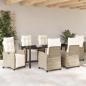Preview: ARDEBO.de - 7-tlg. Garten-Essgruppe Beige Poly Rattan