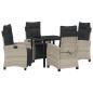 Preview: 5-teiliges Garten Esszimmer Set Hellgrau Poly Rattan