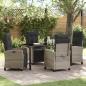 Preview: ARDEBO.de - 5-teiliges Garten-Dining-Set, hellgraues Poly-Rattan