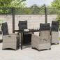 Preview: 5-teiliges Garten-Dining-Set, hellgraues Poly-Rattan