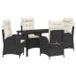 Preview: 5-teiliges Garten-Esszimmer-Set mit Kissen Schwarz Poly Rattan