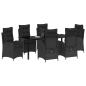 Preview: ARDEBO.de - 7-teiliges Garten-Dining-Set mit Kissen Schwarz Poly Rattan