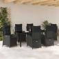 Preview: 7-teiliges Garten-Dining-Set mit Kissen Schwarz Poly Rattan