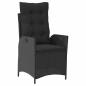 Preview: 7-teiliges Garten-Dining-Set mit Kissen Schwarz Poly Rattan