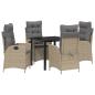 Preview: 5-teiliges Garten-Esszimmer Set mit Kissen Beige Poly Rattan