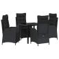 Preview: 5-teiliges Garten-Dining-Set Schwarz Poly-Rattan