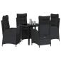 Preview: 5-teiliges Garten-Dining-Set Schwarz Poly-Rattan