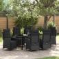 Preview: ARDEBO.de - 7-teiliges Garten-Dining-Set Schwarz Poly-Rattan