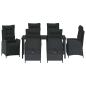 Preview: 7-teiliges Garten-Dining-Set Schwarz Poly-Rattan