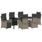 Preview: 7-teiliges Gartendining-Set Grau Poly-Rattan