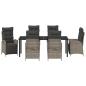 Preview: 7-teiliges Gartendining-Set Grau Poly-Rattan
