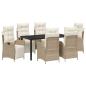 Preview: 7-teiliges Garten-Dining-Set Beige Poly-Rattan