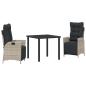 Preview: 3-teiliges Garten-Esszimmer-Set Hellgrau Poly-Rattan