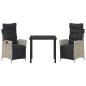 Preview: 3-teiliges Garten-Esszimmer-Set Hellgrau Poly-Rattan