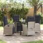 Preview: ARDEBO.de - 5-teiliges Garten-Esstisch-Set Hellgrau aus Poly-Rattan
