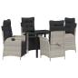 Preview: 5-teiliges Garten-Esstisch-Set Hellgrau aus Poly-Rattan