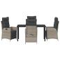 Preview: 5-teiliges Garten-Esszimmer-Set Hellgraues Poly-Rattan