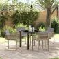 Preview: ARDEBO.de - 5-teiliges Garten-Ess-Set mit Kissen Beige Poly Rattan