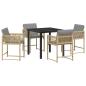Preview: 5-teiliges Garten-Ess-Set mit Kissen Beige Poly Rattan