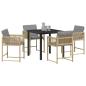 Preview: 5-teiliges Garten-Ess-Set mit Kissen Beige Poly Rattan