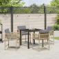 Preview: 5-teiliges Garten-Ess-Set mit Kissen Beige Poly Rattan