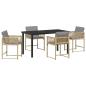 Preview: 5-teiliges Garten-Ess-Set mit Kissen Beige Poly Rattan