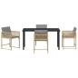 Preview: 5-teiliges Garten-Ess-Set mit Kissen Beige Poly Rattan