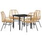 Preview: 5-teiliges Garten-Essgruppe Braun Poly-Rattan