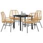 Preview: 5-teiliges Garten-Essgruppe Braun Poly-Rattan