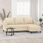 Preview: ARDEBO.de - 3-Sitzer-Sofa mit Hocker Creme 180 cm Stoff