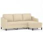 Preview: 3-Sitzer-Sofa mit Hocker Creme 180 cm Stoff
