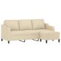 Preview: 3-Sitzer-Sofa mit Hocker Creme 180 cm Stoff