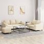 Preview: ARDEBO.de - 3-tlg. Sofagarnitur mit Kissen Creme Stoff