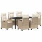 Preview: 7-teiliges Garten-Esszimmer-Set mit Kissen Beiges Poly-Rattan