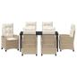 Preview: 7-teiliges Garten-Esszimmer-Set mit Kissen Beiges Poly-Rattan