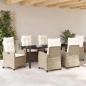 Preview: ARDEBO.de - 7-teiliges Garten-Esszimmer-Set mit Kissen in Beige aus Poly-Rattan