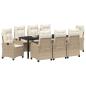 Preview: Garten Essgruppe mit Kissen 9 pcs Beige Poly-Rattan